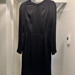 Acne Studios Black silk Pencil midi dress with long sleeves